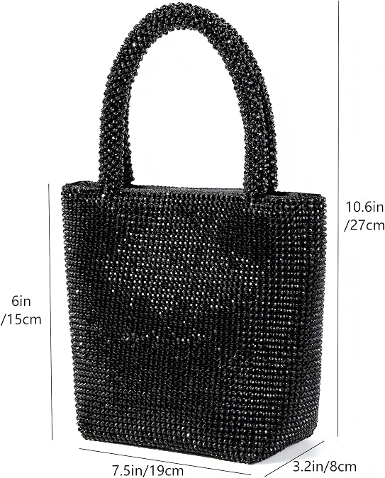 Evening Bags Women Handbag Clutch Purses for Ladies Formal Dressy Wedding Sparkling Party Cocktail Prom Wristlet Handbag Mini Tote Bag Black