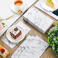 Vista 5 de Zonon 200 toallas de mano de papel para baño, toallas de mano desechables de mármol, toallas decorativas de mármol para cena, servilletas