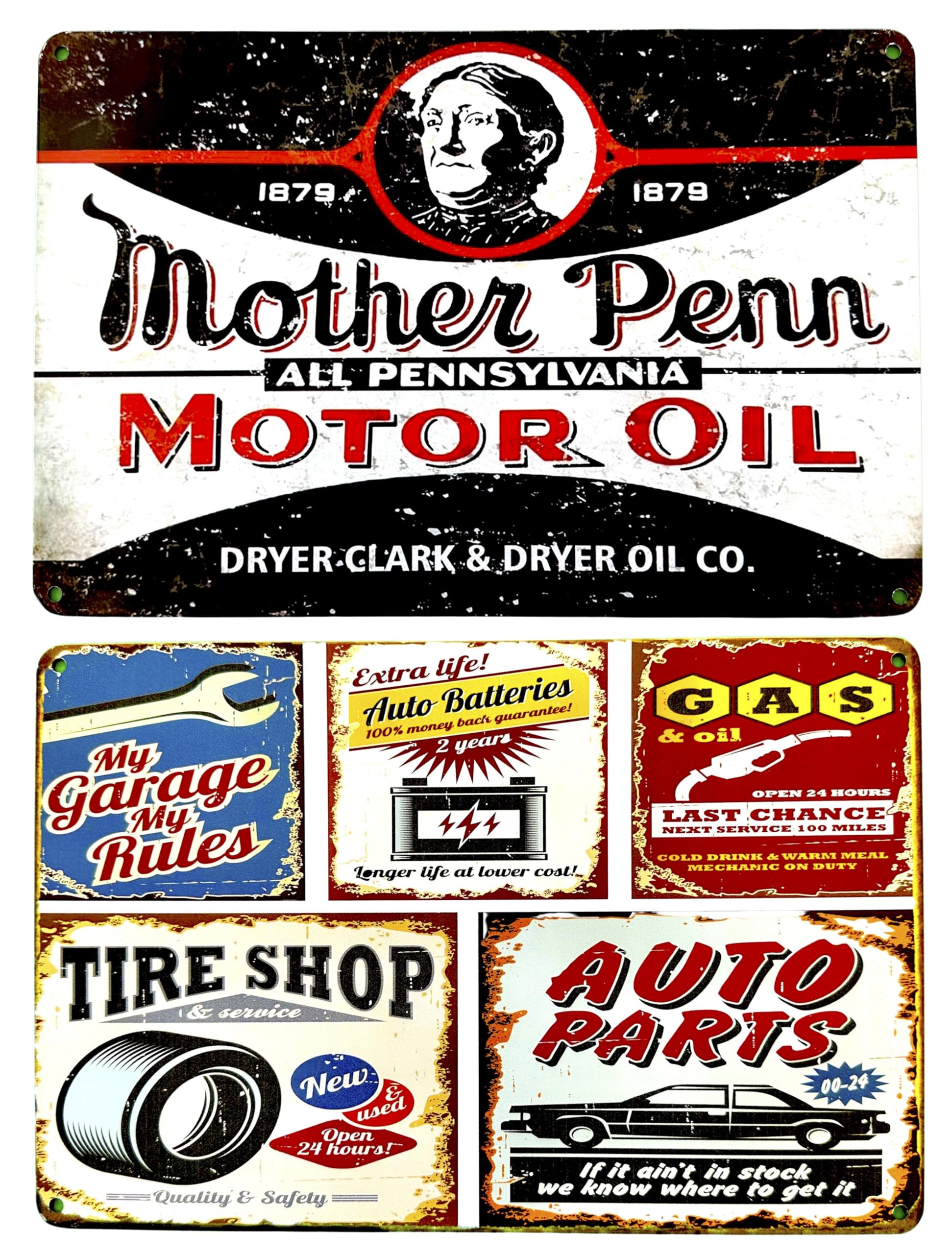 DiiliHiiri 2x1 Retro Decorative Poster 30 x 20 cm - Man Cave Sign, 2 SET GARAGE B, 30x20cm