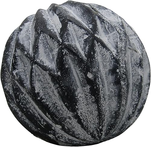 PD Home & Garden Esfera de jardín de granja de hormigón de diamante acentuado blanco rústico envejecido 4 pulgadas de diámetro