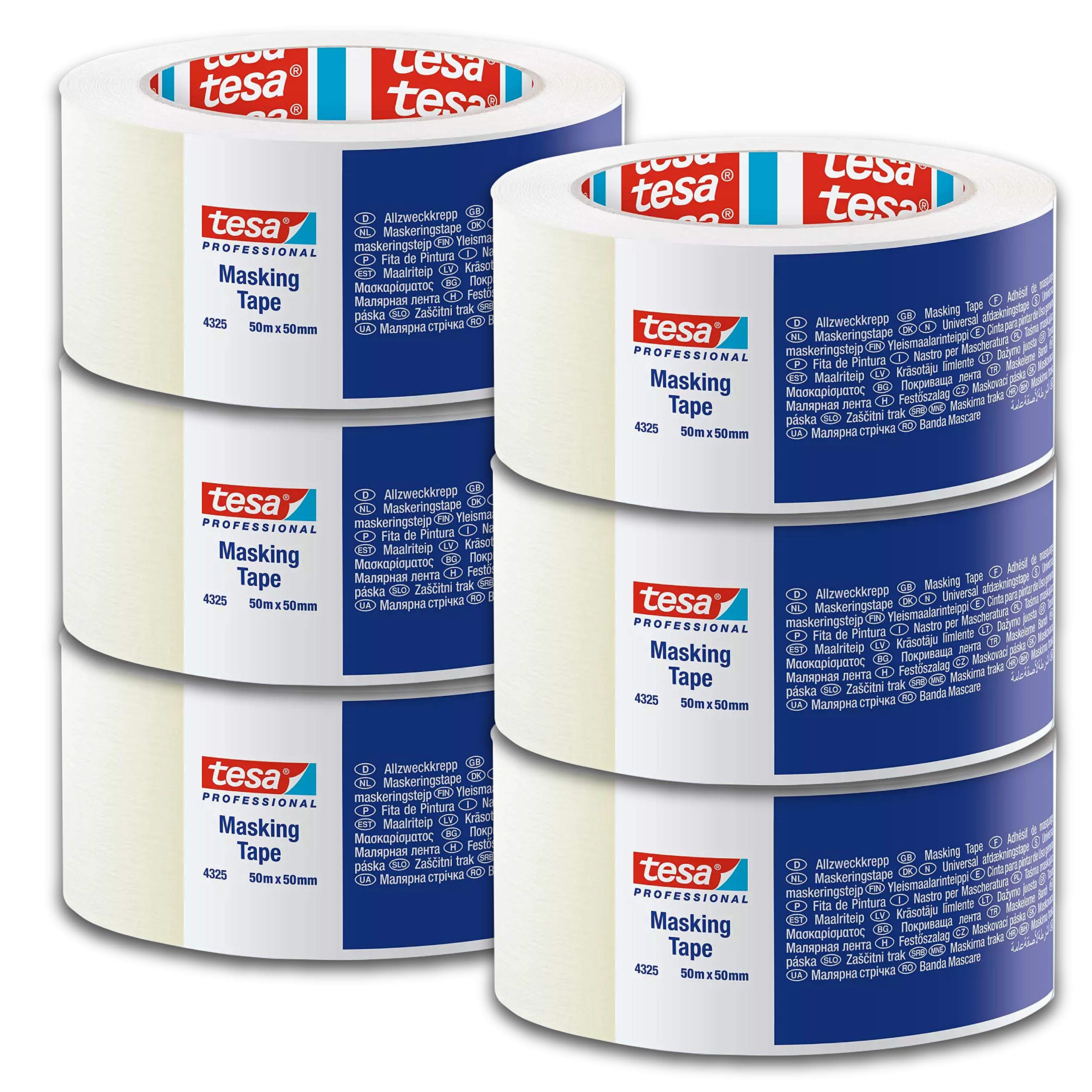 Lot de 6 TESA KREPP Masquage standard - Largeur 50mm