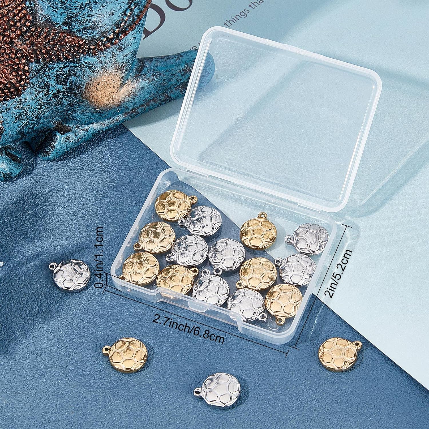 SUNNYCLUE 1 Box 20Pcs Soccer Charms Sport Charm Stainless Steel Football Charms Sports Ball Flat Round Charm for Jewelry Making Charms Bracelets Earrings Necklace Keychain Supplies Adult Craft - Image 7
