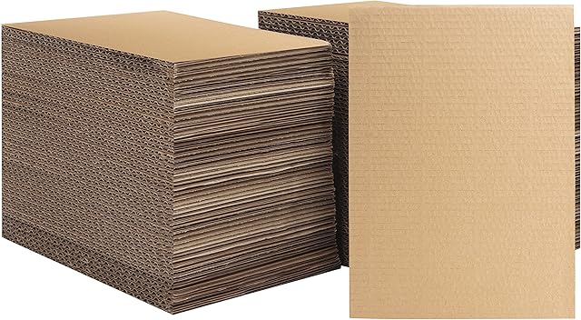 Belle Vous Brown Corrugated Packing Cardboard Sheets (100 Pack) - 18 x 12.5cm / 7 x 4.9 Inches - 2.8mm Thick Flat Pack Kraft Board for Mailing, Arts, Crafts and Packaging