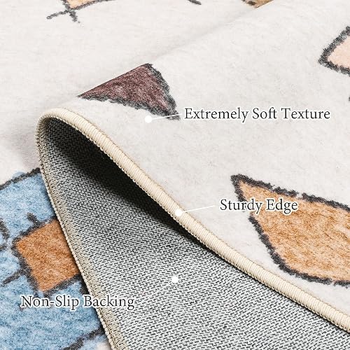 Miniatura 3 de Art&Tuft Alfombra de área de 5 x 7 pies, súper suave, ultrafina, marroquí, lavable, antideslizante, para sala de estar, plegable, geométrica,