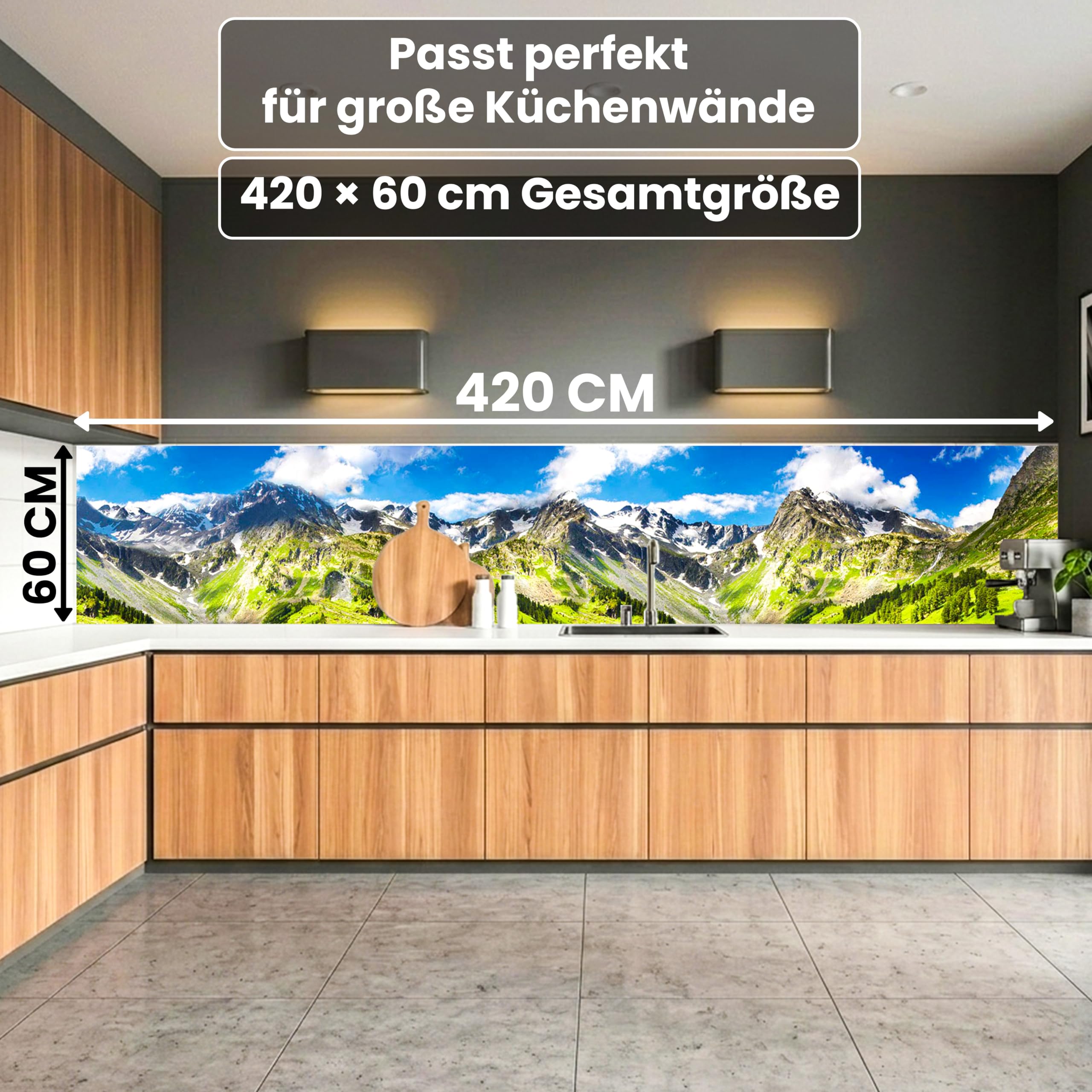 Dimex Küchenrückwand Folie Selbstklebend Berge 420 x 60 cm | Klebefolie - Dekofolie - Spritzschutz für Küche | Made in EU