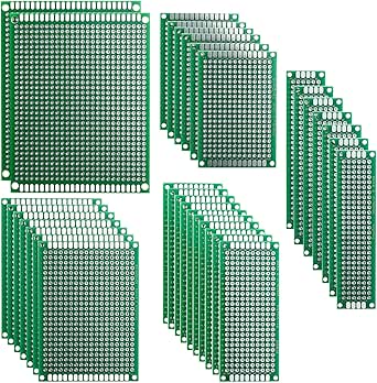 ELEGOO 32 Pcs Double Sided PCB Board Prototype Kit for DIY Soldering with 5 Sizes Compatible with Arduino Kits