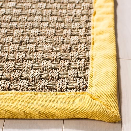 Vista 137 de SAFAVIEH Natural Fiber NF114A - Alfombra de hierba marina, tejido de canasta, con borde, para zonas de alto tráfico, sala de estar, dormitorio, 2