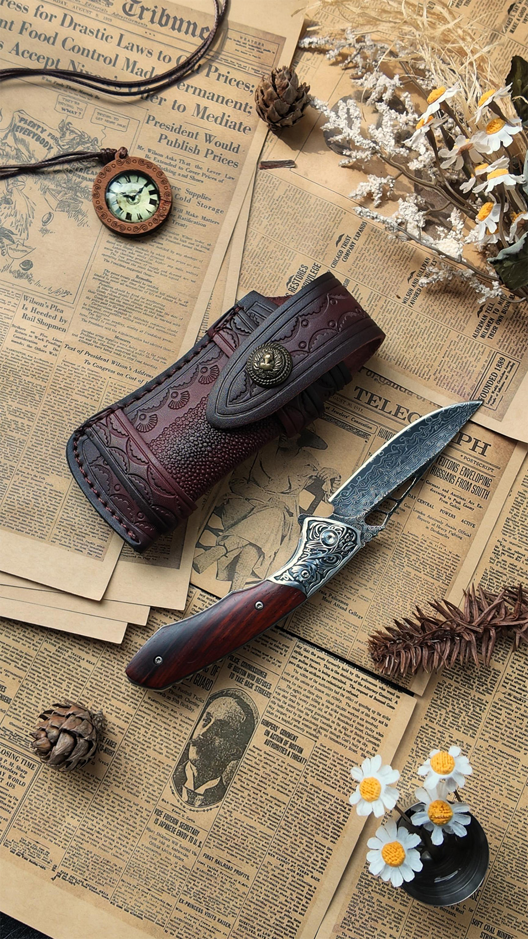 Amazon.com: DRACHENADER Damascus Pocket Knife for Men with Clip