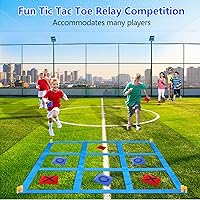 Vista 4 de CWLAKON Juego de Lanzamiento de Pufs Gigante al Aire Libre Tic Tac Toe para Niños, Adultos y Familia, Gran Juego de Patio al Aire Libre para Césped
