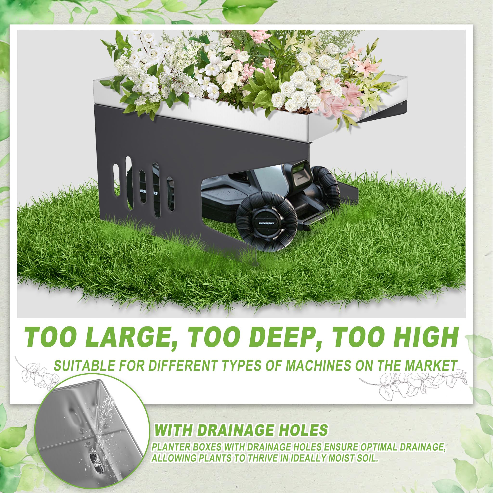 Aufun Garaje de acero para robot cortacésped 70 x 60 x 43 cm, techo para cortacésped, carport, cubierta para robot cortacésped, protección contra el sol y la lluvia, inoxidable, resistente a la