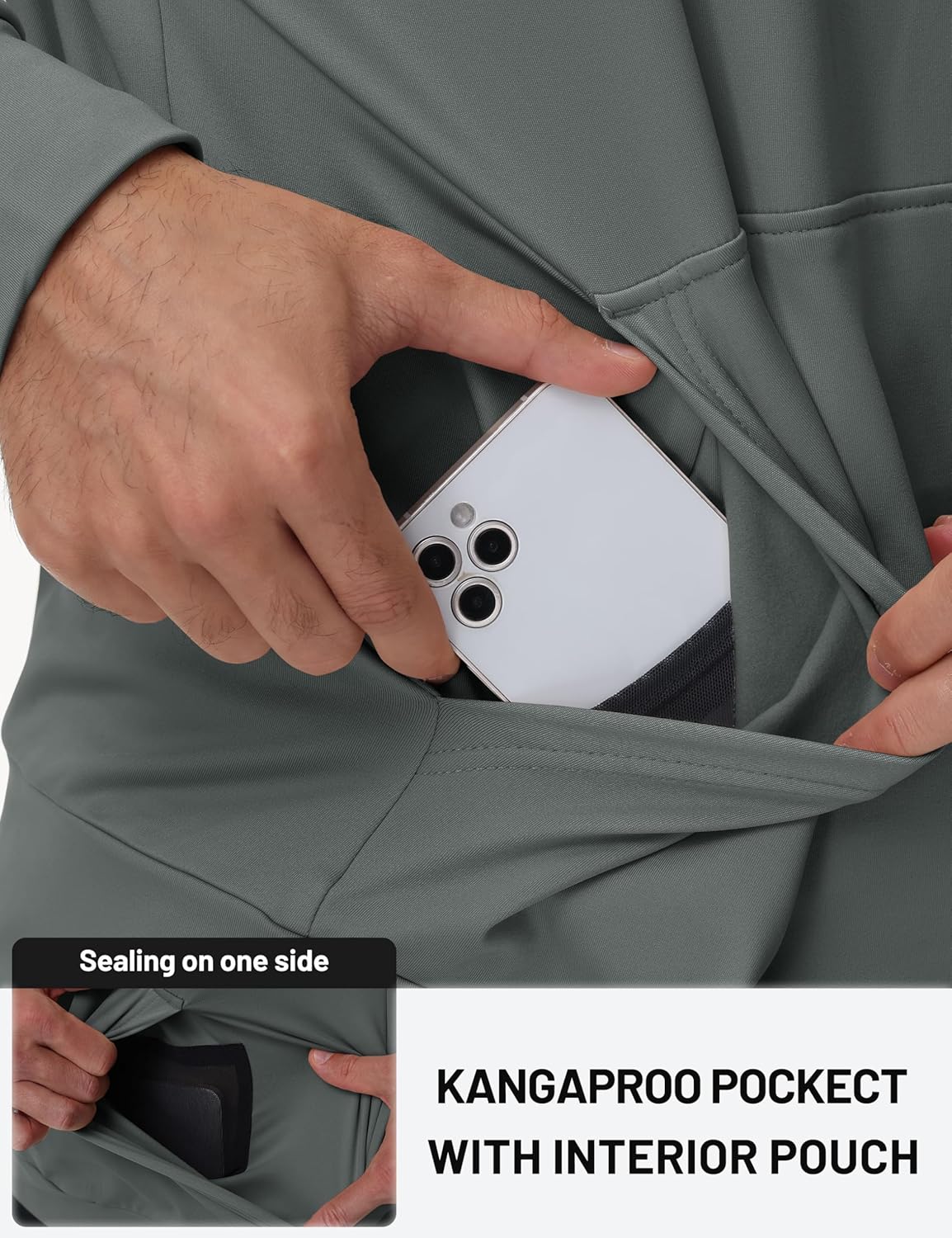 TACVASEN Mens Hoodies Fleece Lined Pullover Athletic Water-resistant Casual Workout Midweight Sweatshirts Kangaroo Pockets - Image 4