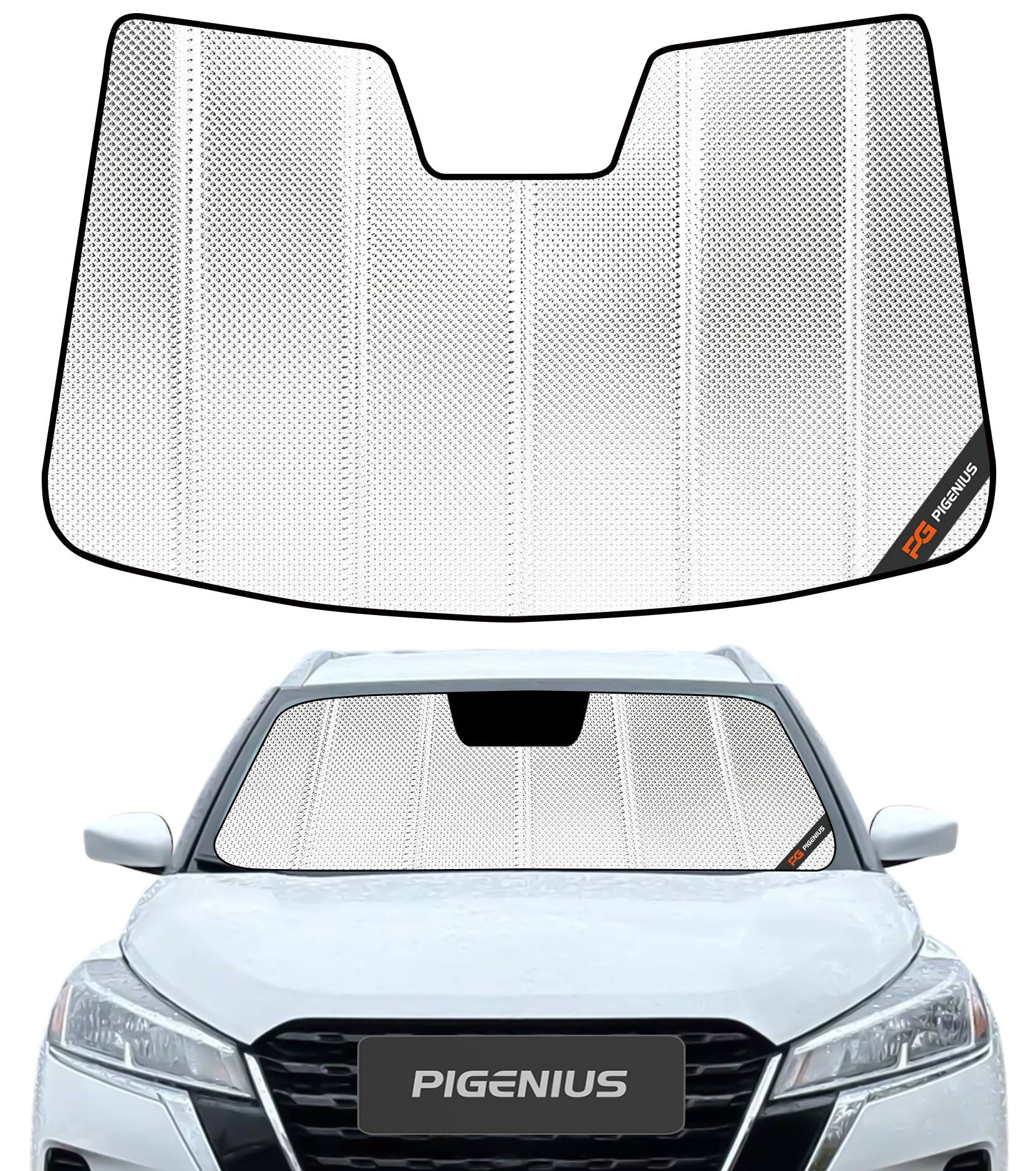 Windshield Sun Shade for Nissan Kicks 2018-2024. Reflective Aluminum Film Front Window Sunshade - BLAZBLOCK