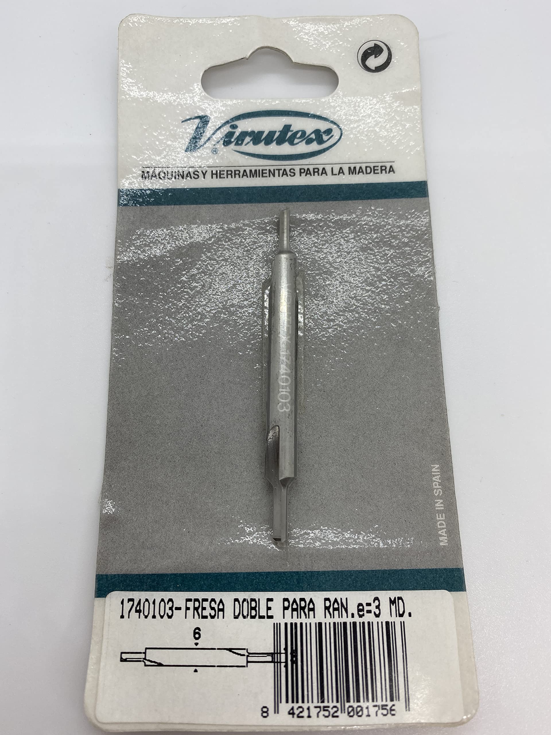 Fresa doble para ranurar e=3 MD Virutex 1740103 outil pour rainurer les panneaux