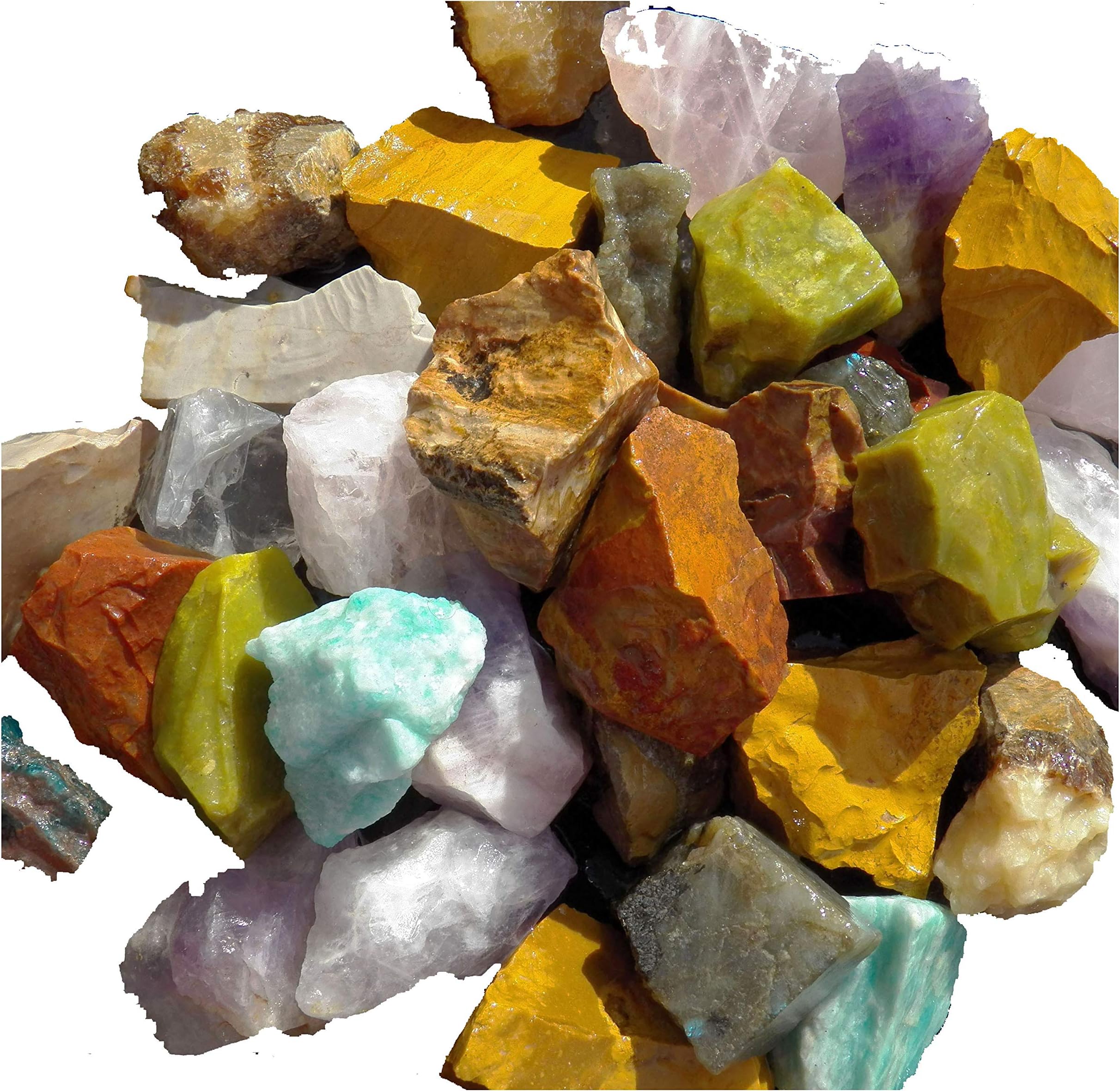 Fundamental Rockhound Products: Africa Mix Mixed Bulk Rough Rock for Tumbling Metaphysical Gemstones Healing Crystals Wonderful Assortment (1/2 lb)