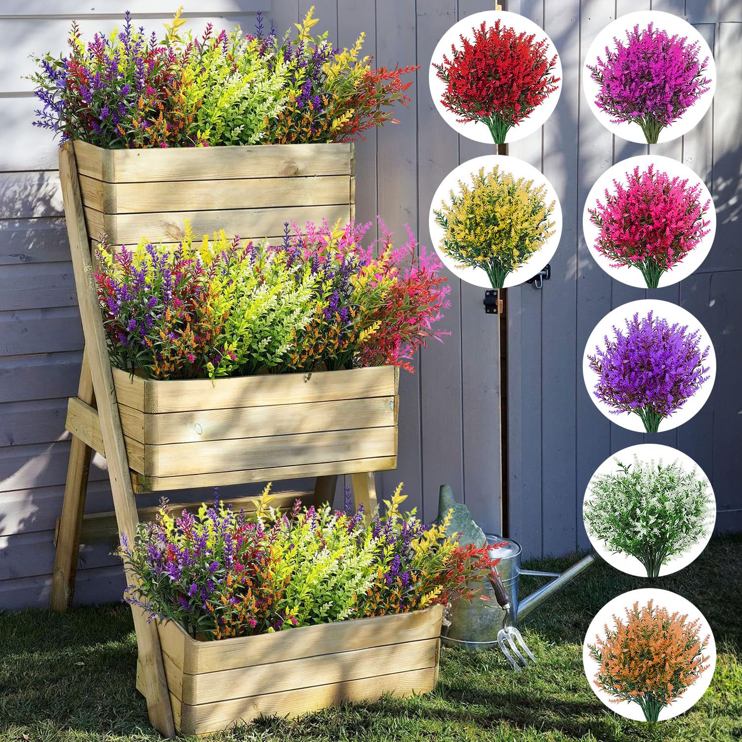 Fleurs de lavande artificielles en plastique résistant aux UV Lot de 12 pour jardin et intérieur