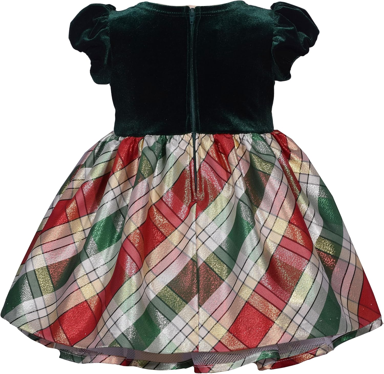 Bonnie Jean Girl's Christmas Dress - Green Holiday Plaid Dress for Baby, Toddler and Little Girls - Image 2