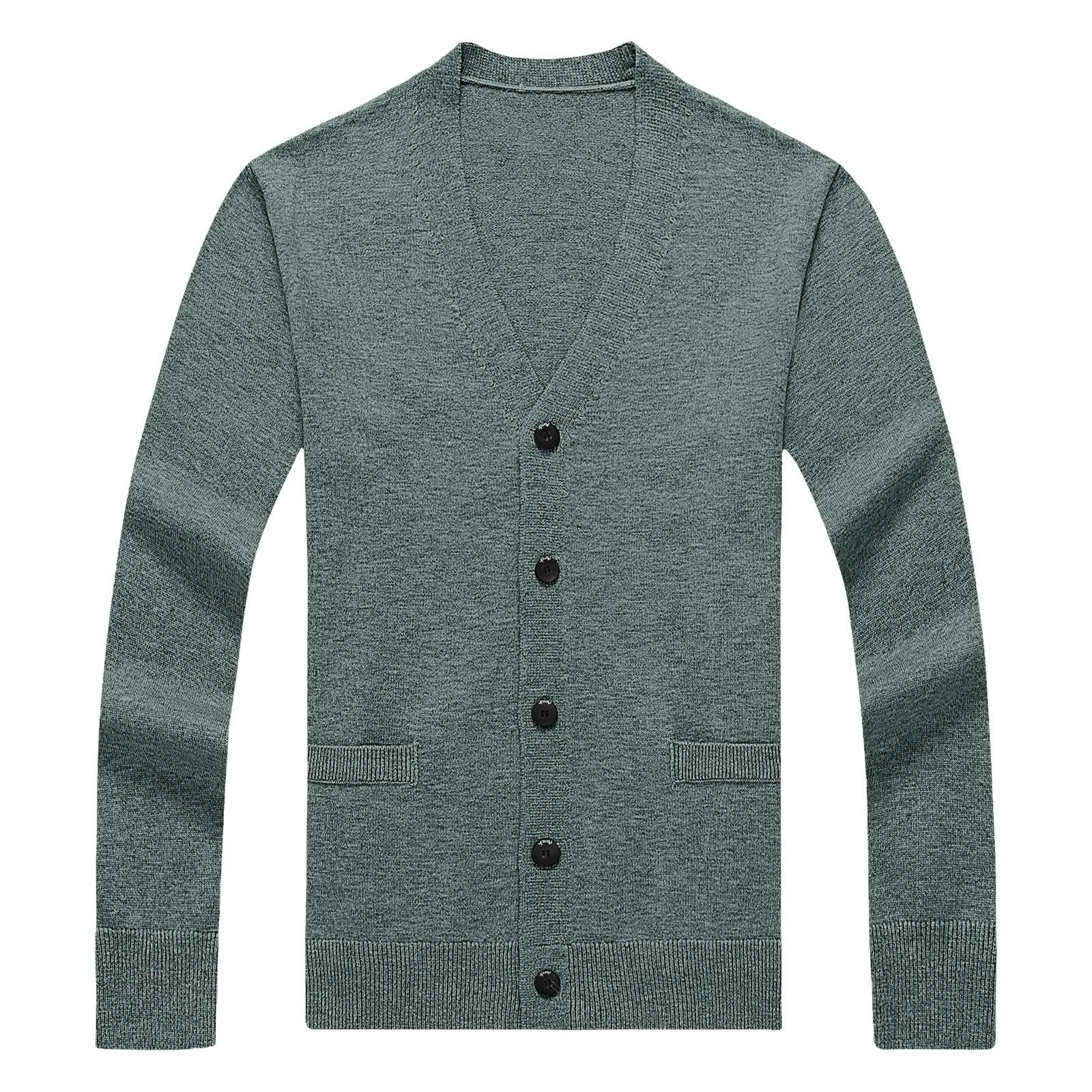 Genérico Cardigan Hombre Punto, Chaqueta Lana Hombre Color Sólido Botones Moda Jersey Solapa Chaqueta Cálida Informal Cómodo Elegante Outwear Top para Exterior El Ocio