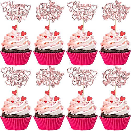 Vista 41 de 36 piezas de decoración de cupcakes para el día de San Valentín, dulce amor, San Valentín, para el día de San Valentín, fiesta de cumpleaños