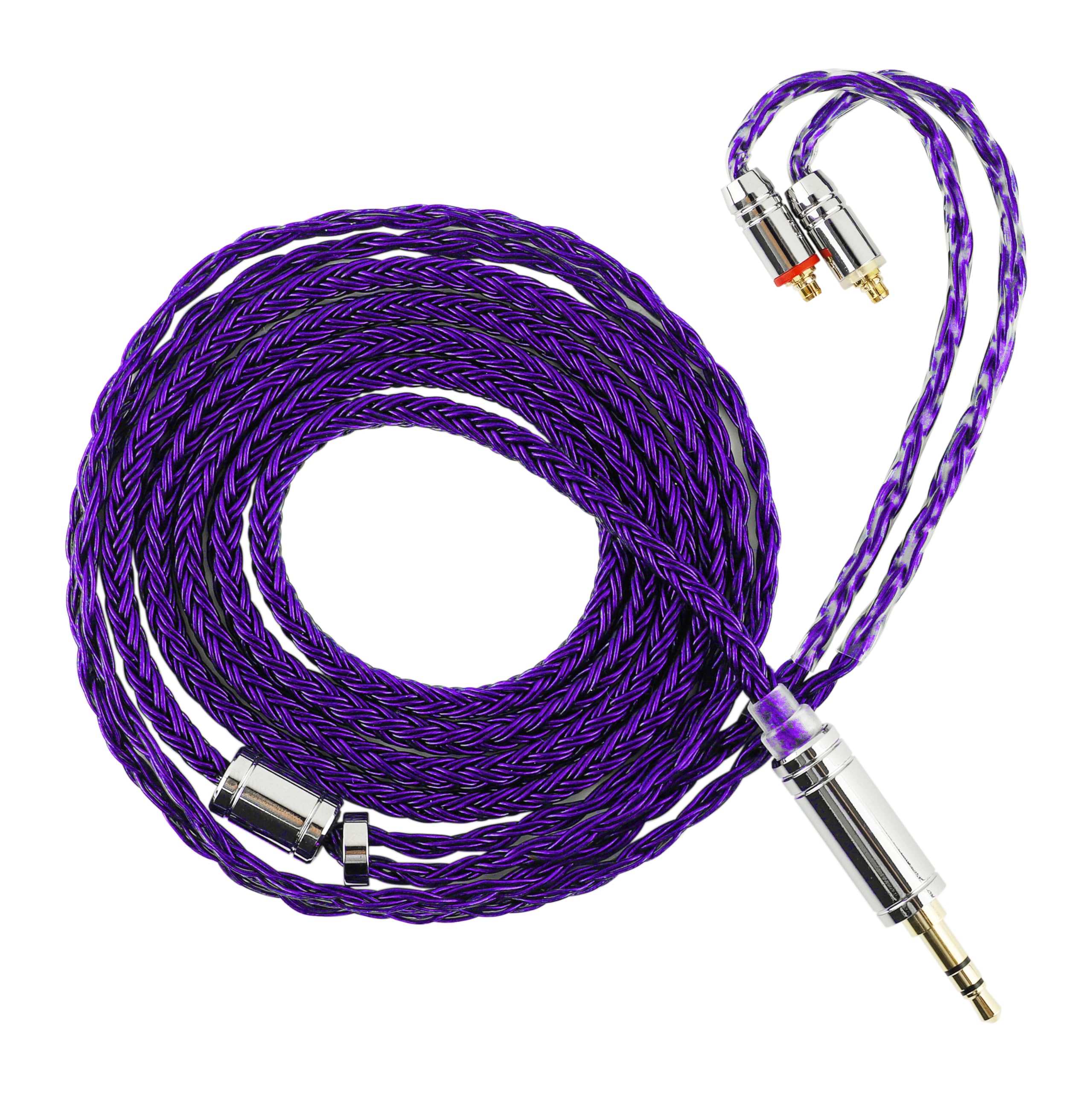 Linsoul Tripowin Zonie IEM Cable, 16 Core Silver Plated Earphone Upgraded Cords, 1.25m SPC in Ear Monitor Cable for 7HZ Timeless AE TINHIFI T2 PRO T3 T4(MMCX, 3.5mm)(Violet)