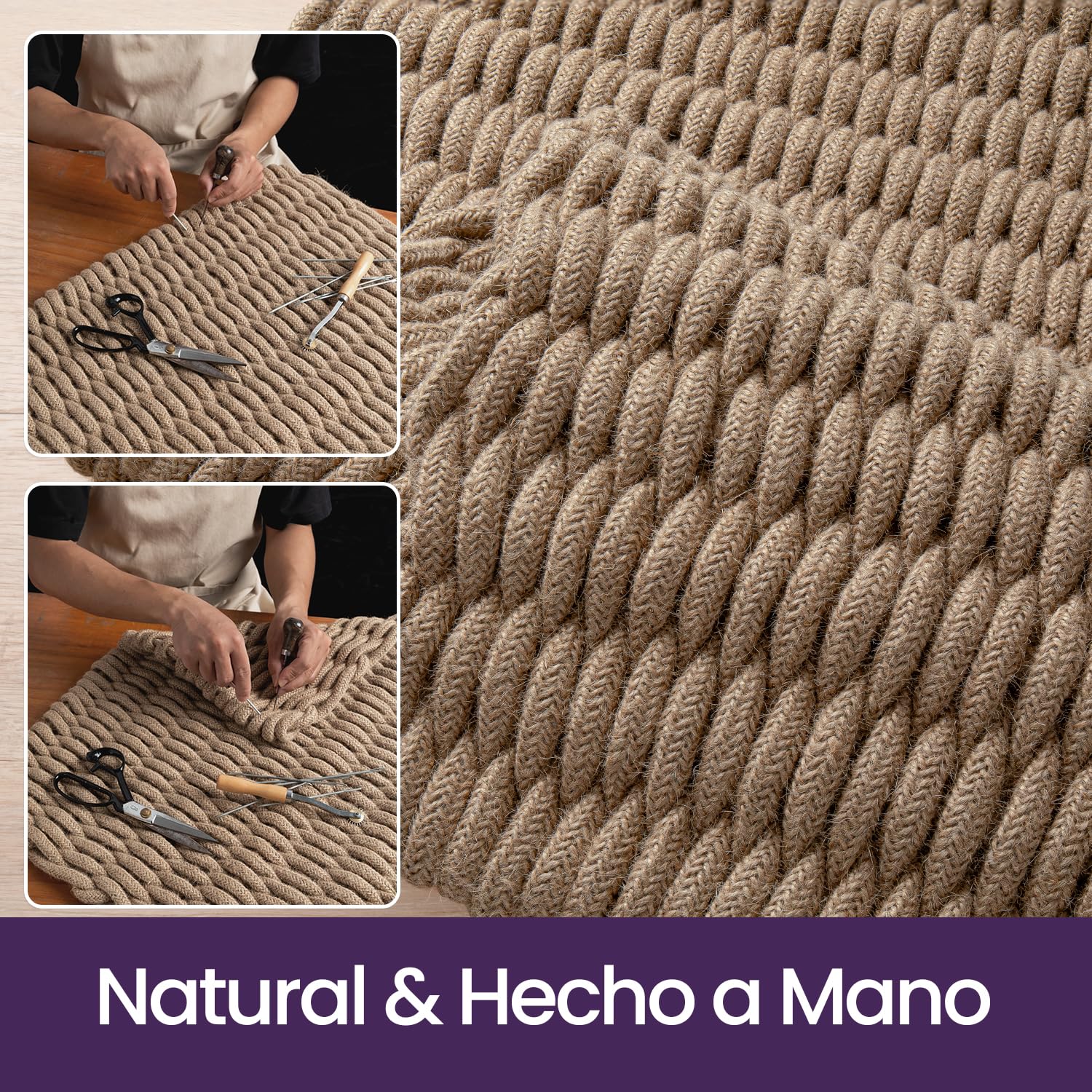 DEXI Felpudo de Yute Natural 60 x 90 cm, Alfombra Entrada Casa Exterior Antideslizante y Resistente, Felpudos Atrapar Suciedad para Puertas, Accesorios para el Hogar, Marrón