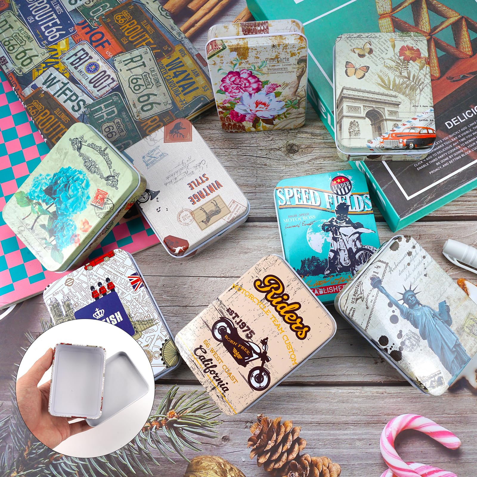 12 Petites Boîtes Métalliques Rectangulaires