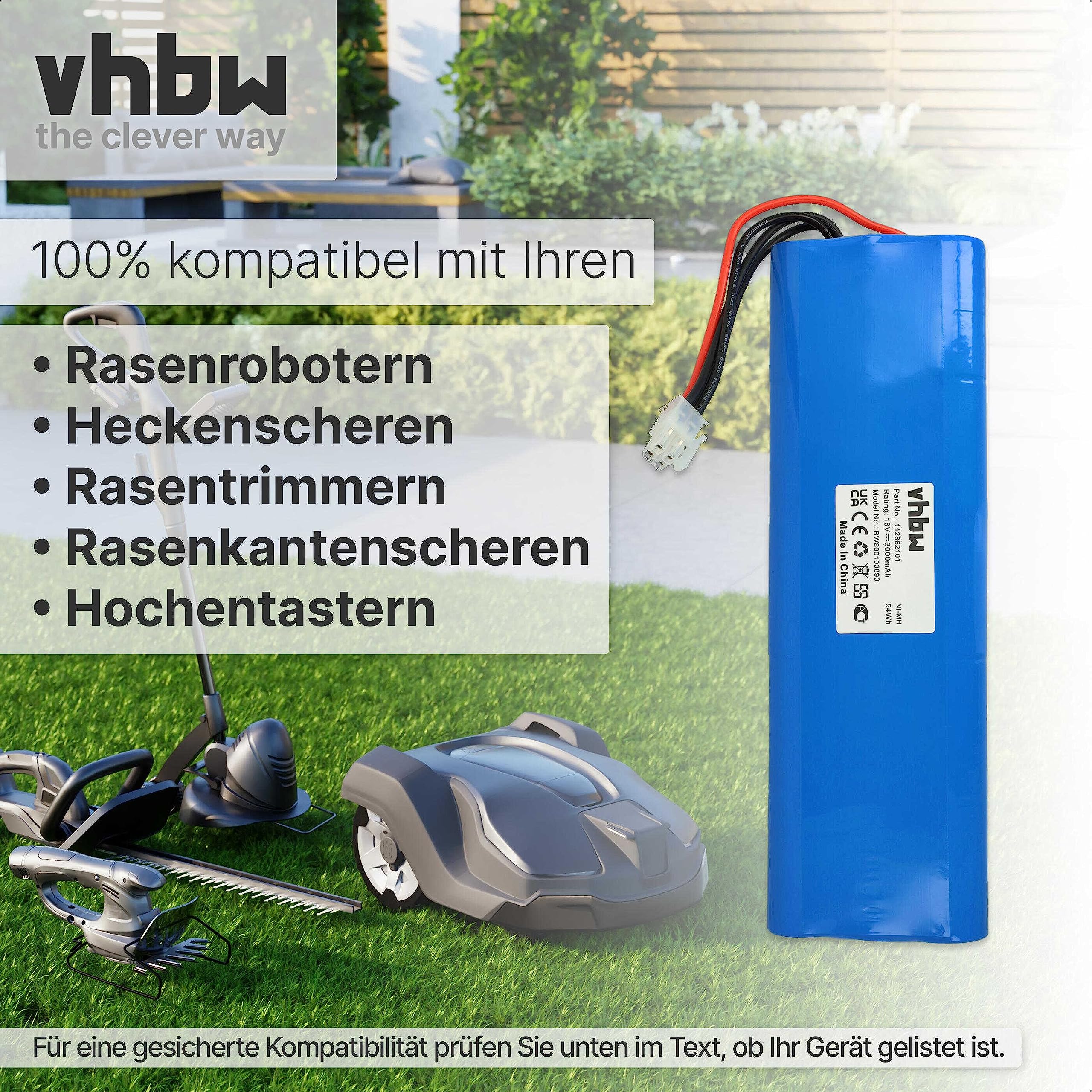 vhbw 1x batteria compatibile con Gardena Robotic R160 rasaerba 3000mAh 18V NiMH