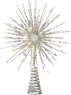 WeRChristmas Glitter Star Tree Topper with 25 Chasing Warm LED Lights, Multi-Colour, 32cm