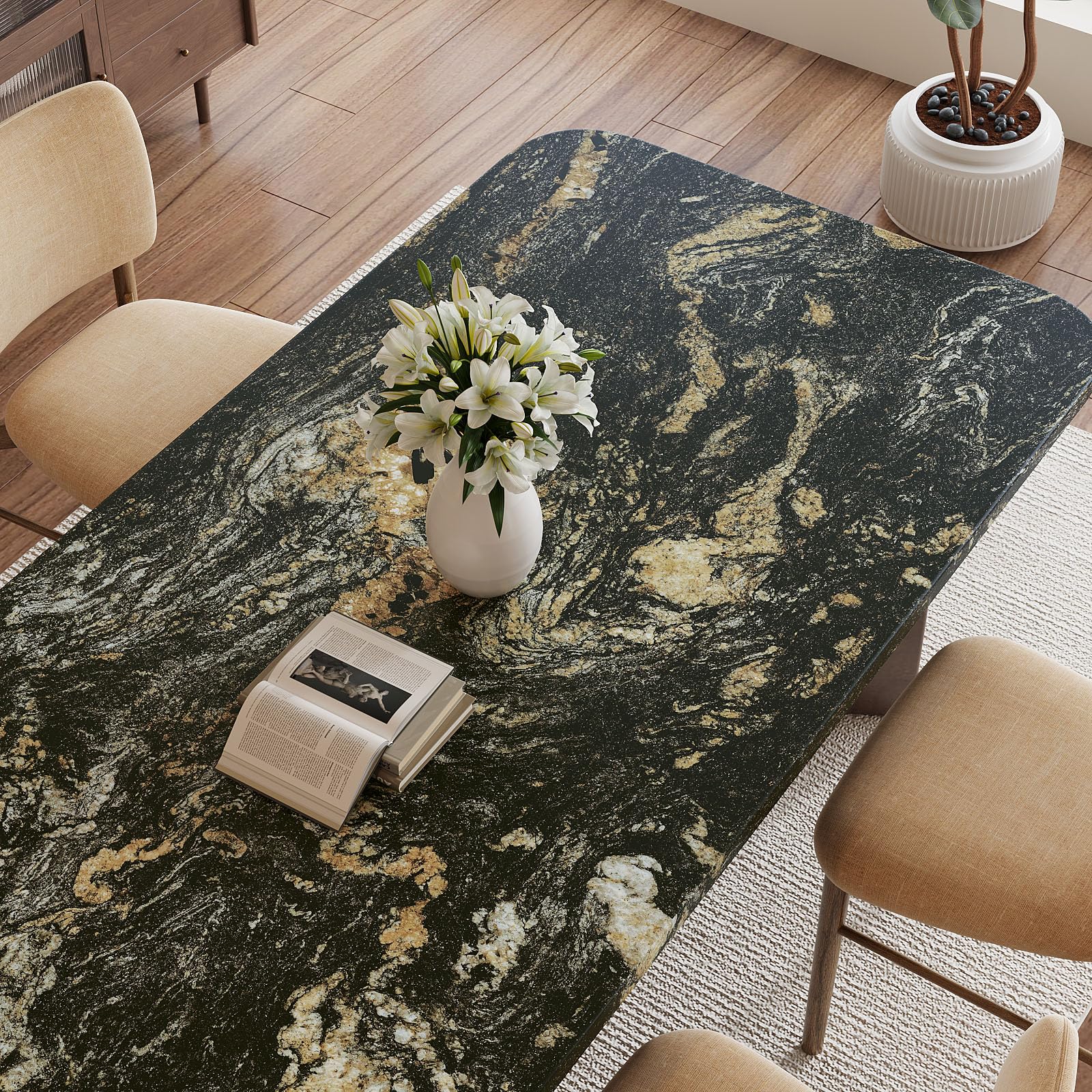Papel tapiz de mármol negro y dorado mate vinilo autoadhesivo premium