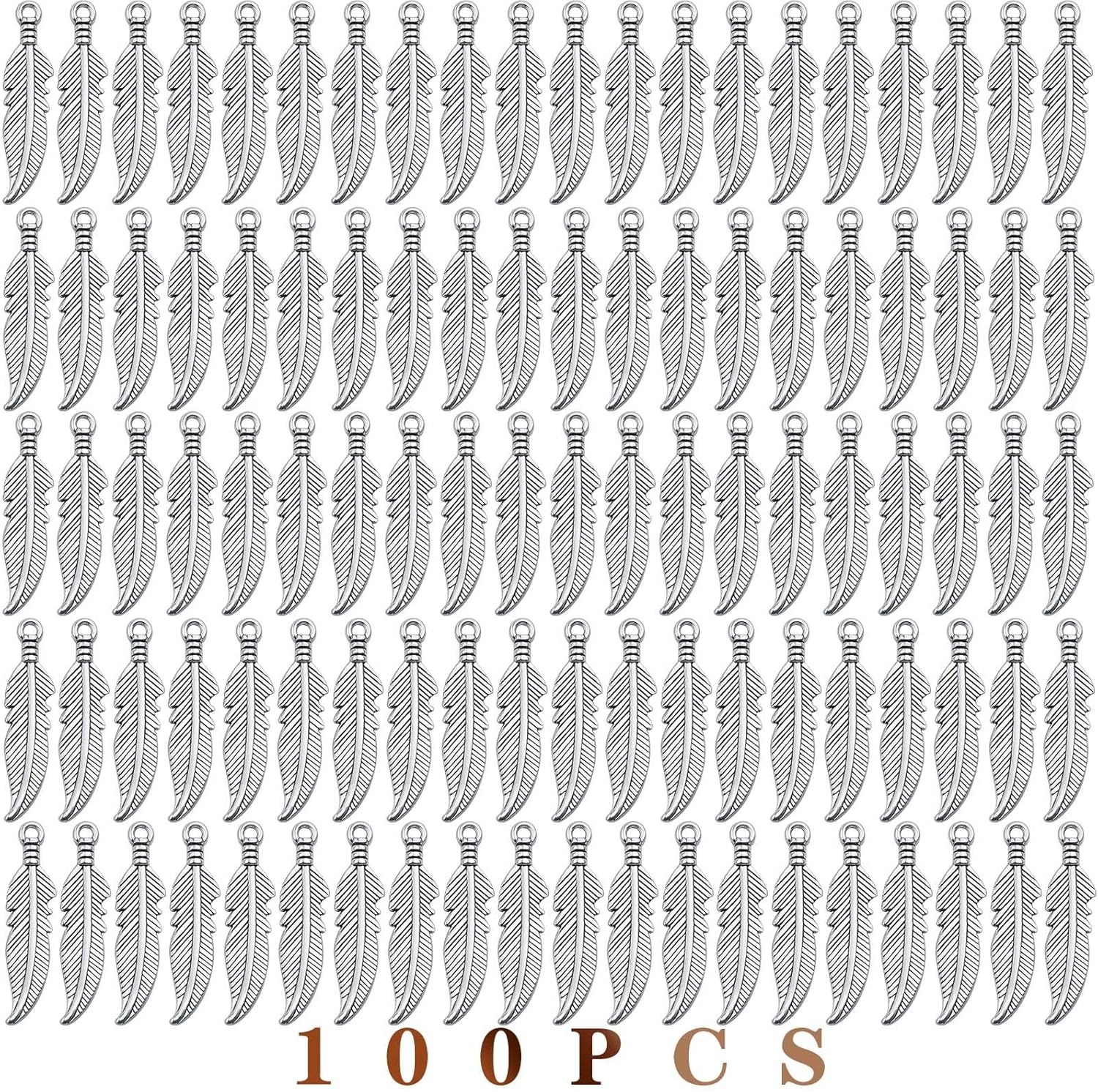 100pcs Feather Leaf Charm Pendants Vintage Alloy Tree Leave Plumage Dangle Charms Craft Supplies for DIY Bracelet Necklace Jewelry Making Findings - Image 2