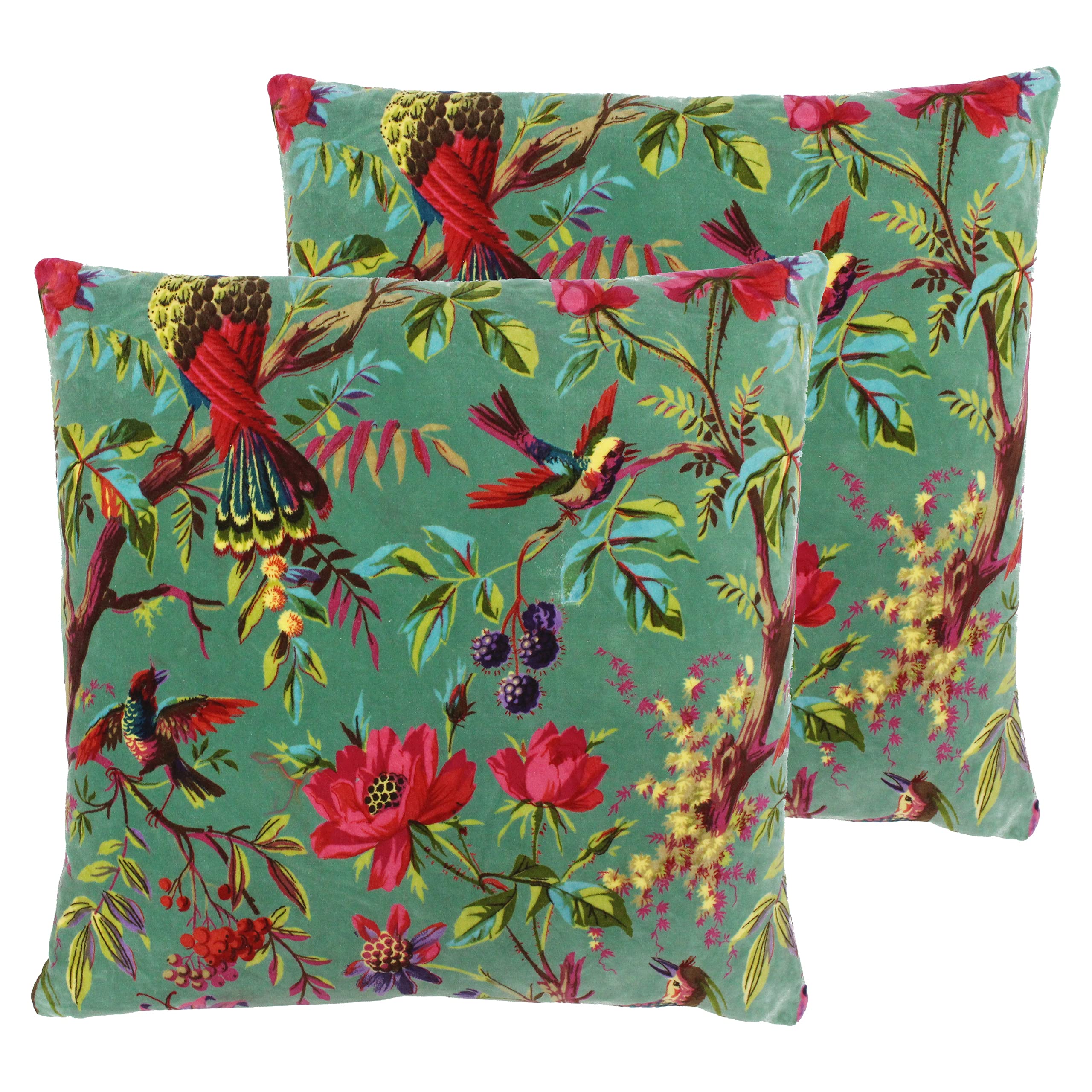 Paoletti Paradise Twin Pack Cushions - Aqua/Blue - Polyester Filled - 50x50cm