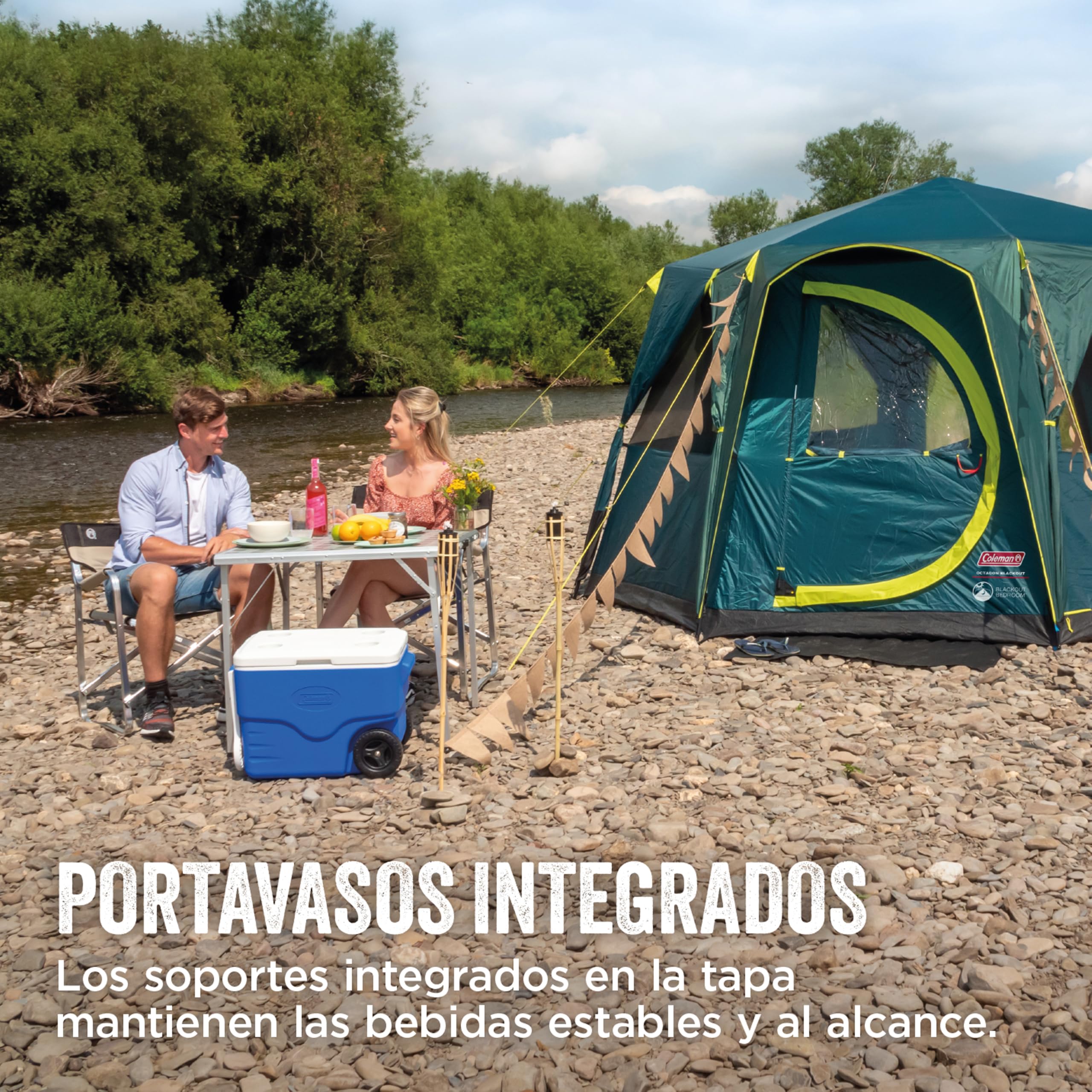 Coleman 40 QT Performance Wheeled Cooler - Nevera con Ruedas, Capacidad de 38 litros, Nevera Portátil y Rígida, Porta Alimentos, Color Azul