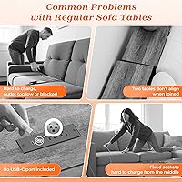 Vista 4 de SUPERJARE Mesa de sofá de 79 pulgadas con 2 tomas de corriente y puertos USB-C, mesa consola estrecha de 5.9 pulgadas con almacenamiento, mesa larga