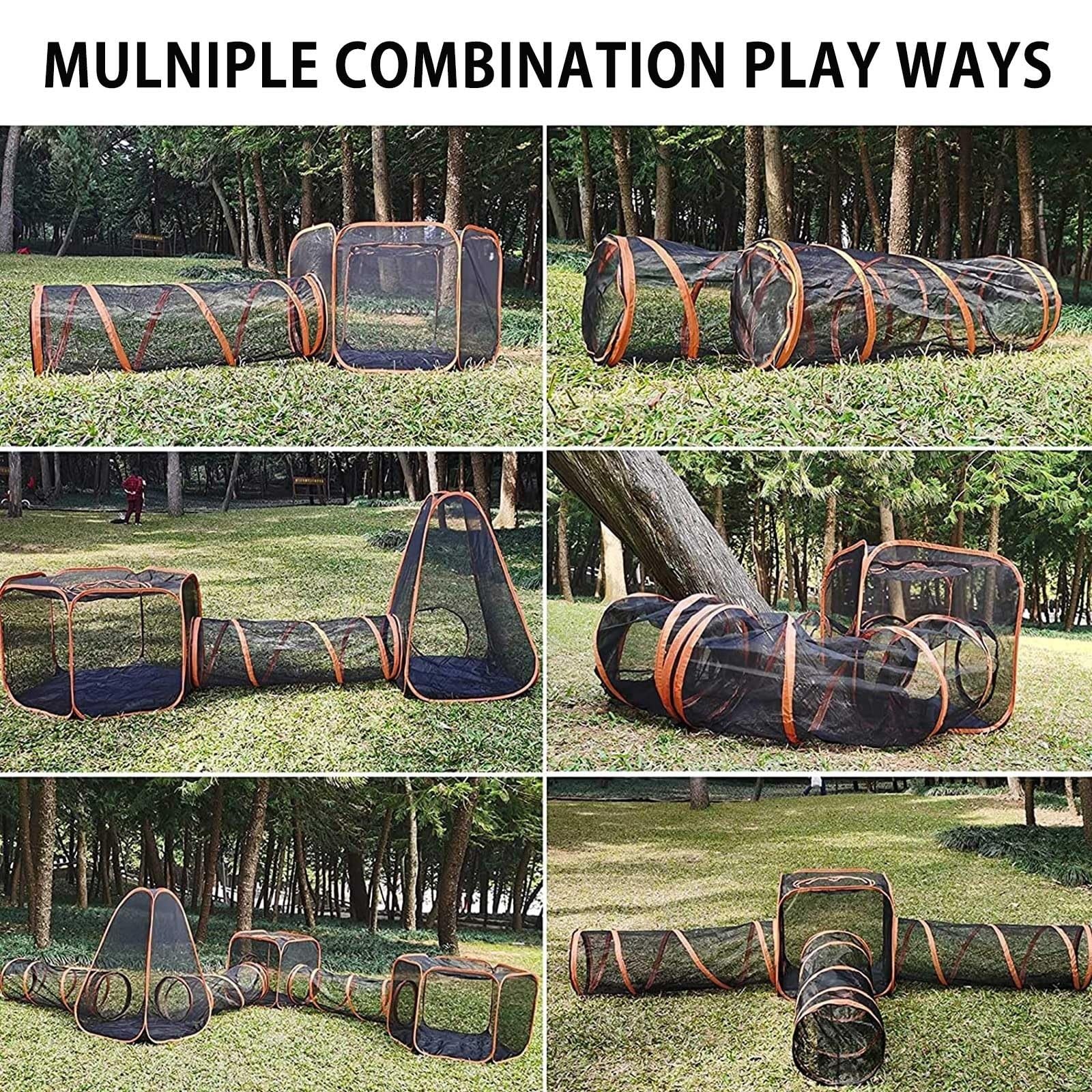 Tunnel pour Chat 6 en 1, Tente Pliable pour Chat, Jouets pour Tunnel de Jeu pour Animaux de Compagnie, enclos extérieurs pour Chat, Tunnel d'épissure Gratuit, Tunnel de Jouet interactif pour