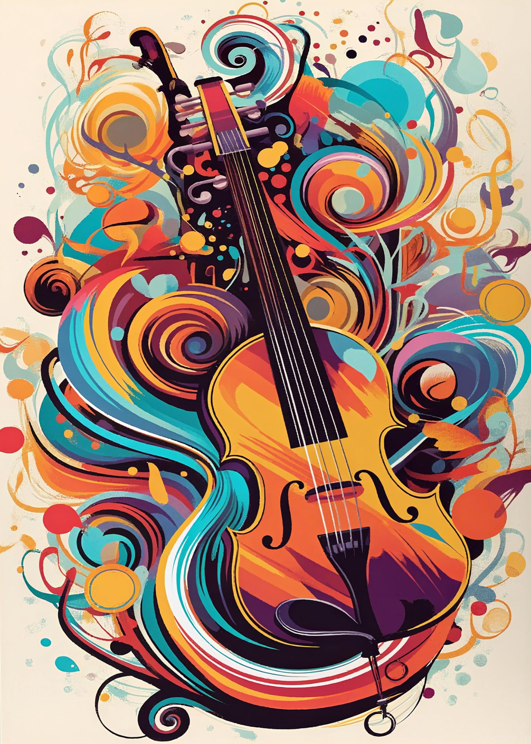 Photo 1 of 1000 Pieces Wooden Puzzles Colorful Cello, Wonderful Imagination, Unique Artwork for Adults, Classic Musical Instruments Stress Relieving Puzzle, Great for Relaxation and Display for Adult 20x28in