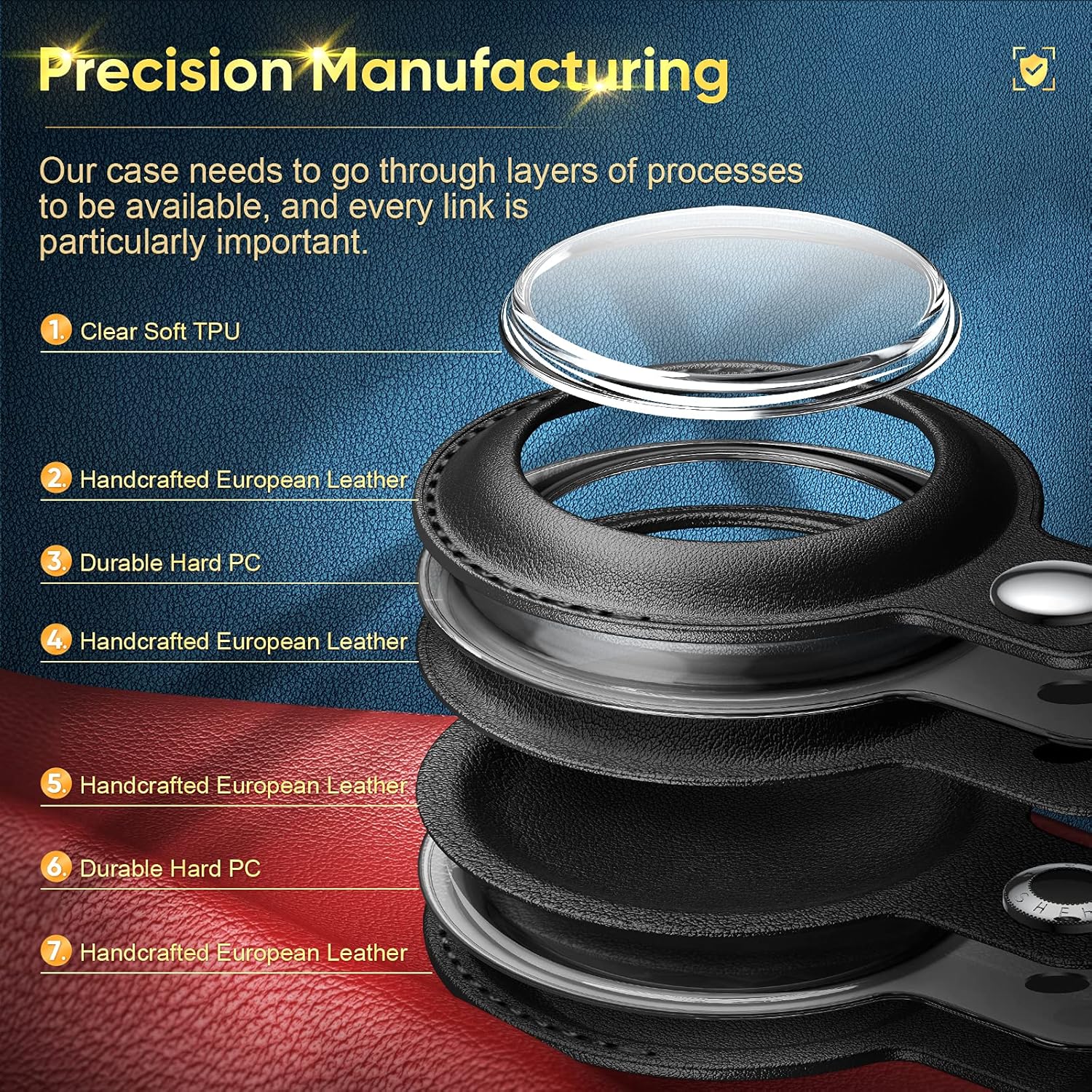 leyi compatible for apple airtag holder airtag case 2 pack protective pu leather 360 full body airtags keychain air tag holder tracker cover air