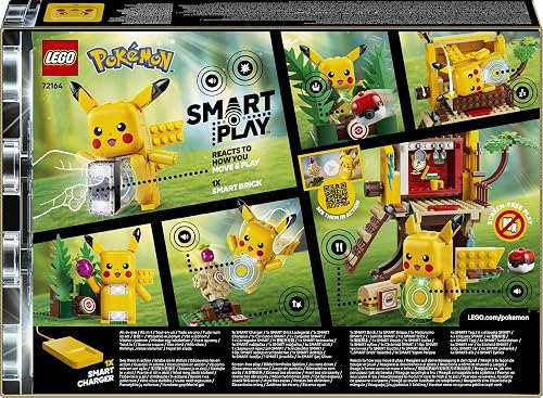LEGO Pokémon Smart Play : Pikachu et la Cabane d’Entraînement - Set Interactif Tout-en-Un avec 1 Smart Brique, 4 Tags, 1 Chargeur & 1 Pokémon - Idée de Cadeau pour Garçons et Filles dès 6 Ans 72164 - 12