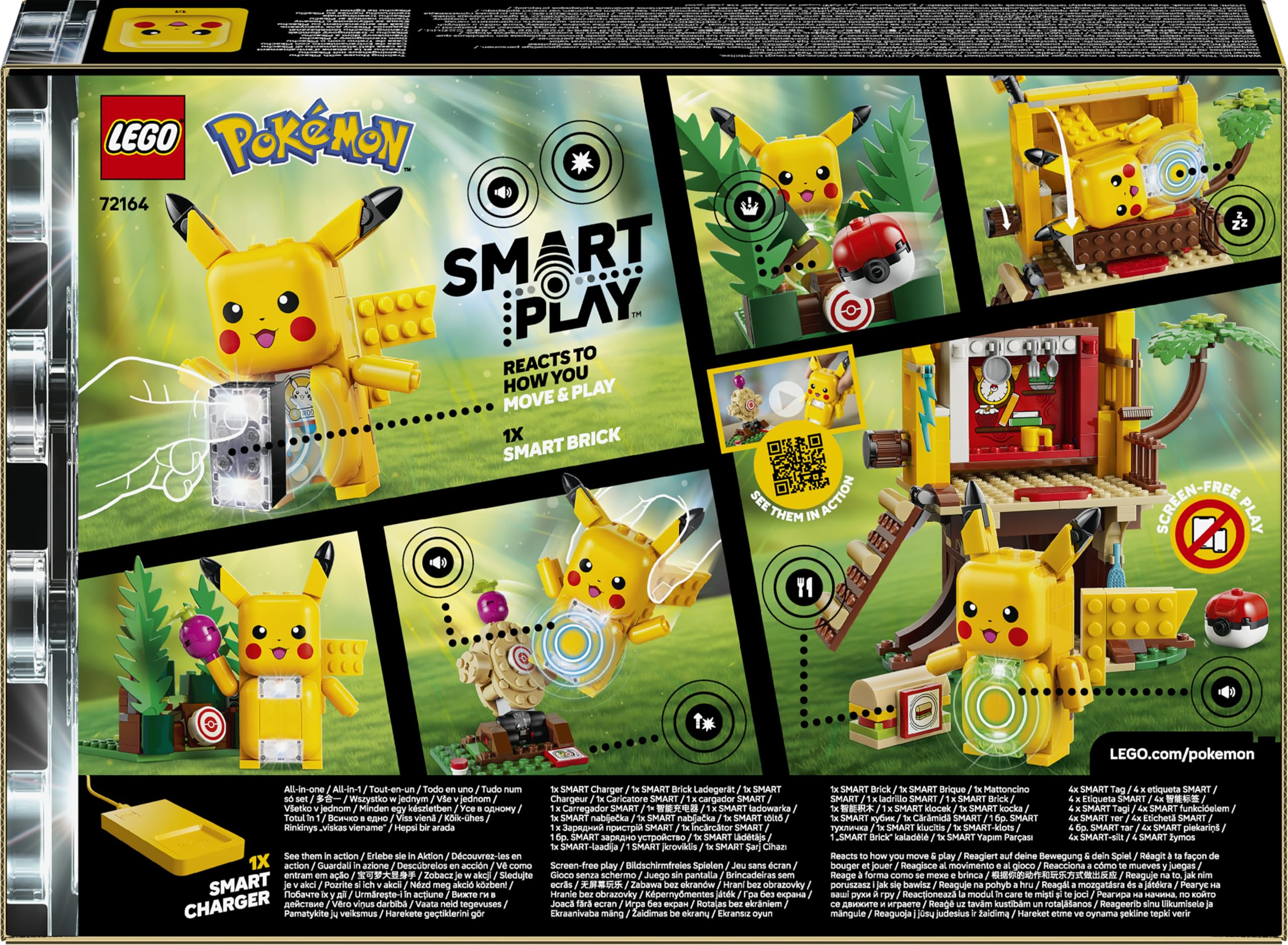 LEGO Pokémon SMART Play: Trainingshaus mit Pikachu - interaktives All-in-1 Spielset mit SMART Brick, 4 Tags, Figur und Ladegerät - Geschenkidee für Kinder ab 6 Jahren - 72164
