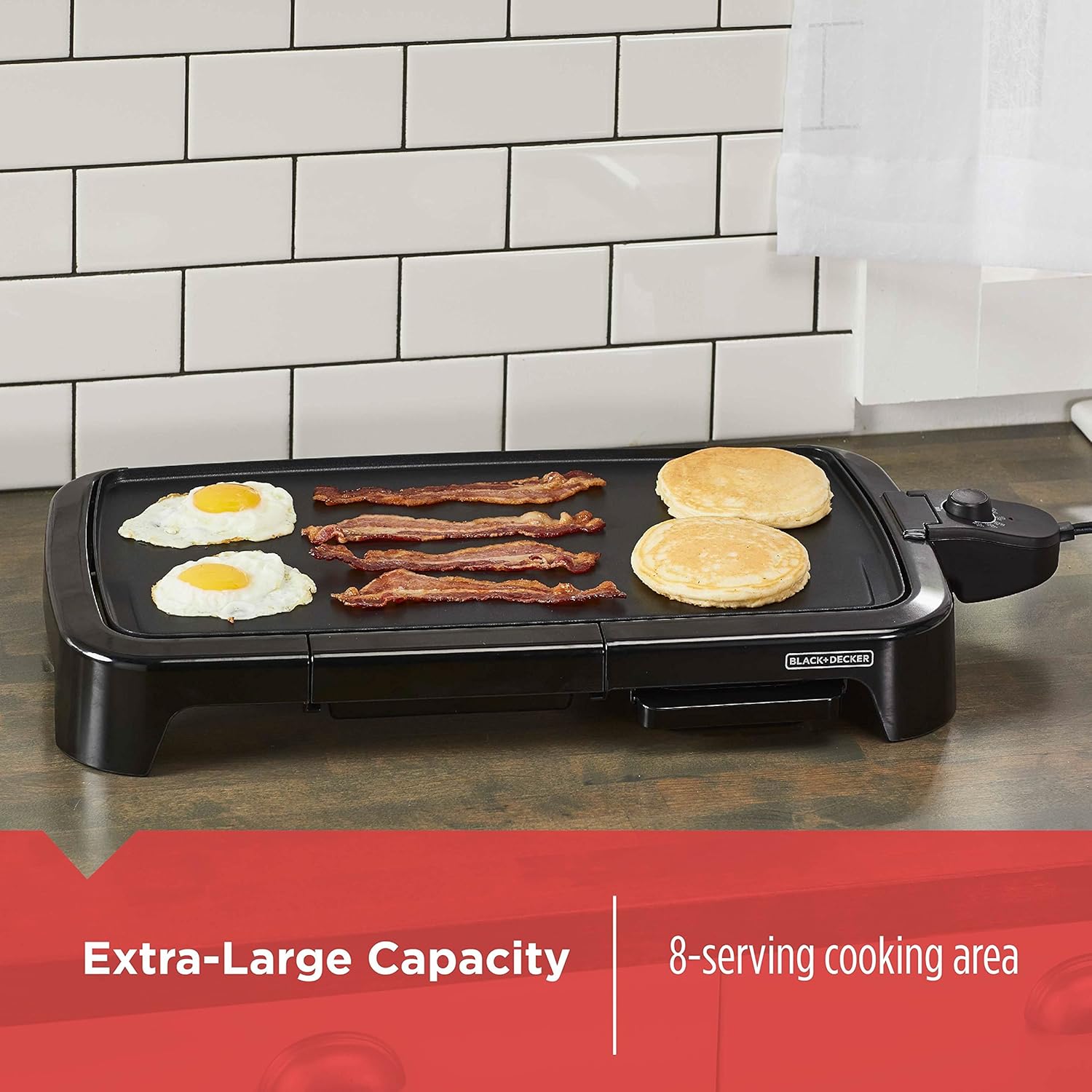 BLACK+DECKER Family-Sized Electric Griddle with Warming Tray & Drip Tray, GD2051B: Home & Kitchen