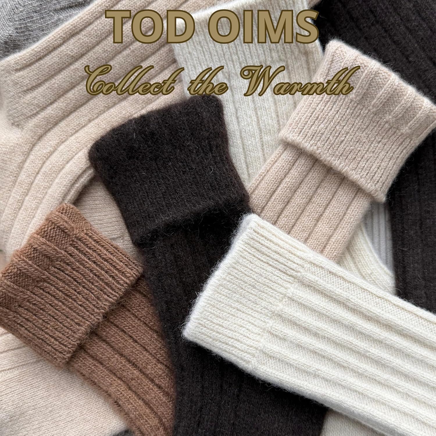 "TOD OIMS 92% Merino Wool Socks Men Women 2 Pairs Crew Rib-Knit 100% Made in Mongolia US X-Large Brown White Strips,"