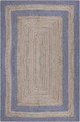 Miniatura 10 de Collection - Alfombra rectangular de 2 x 3 pies, alfombra trenzada de yute rosa, alfombra geométrica kilim para interiores y exteriores, alfombra de