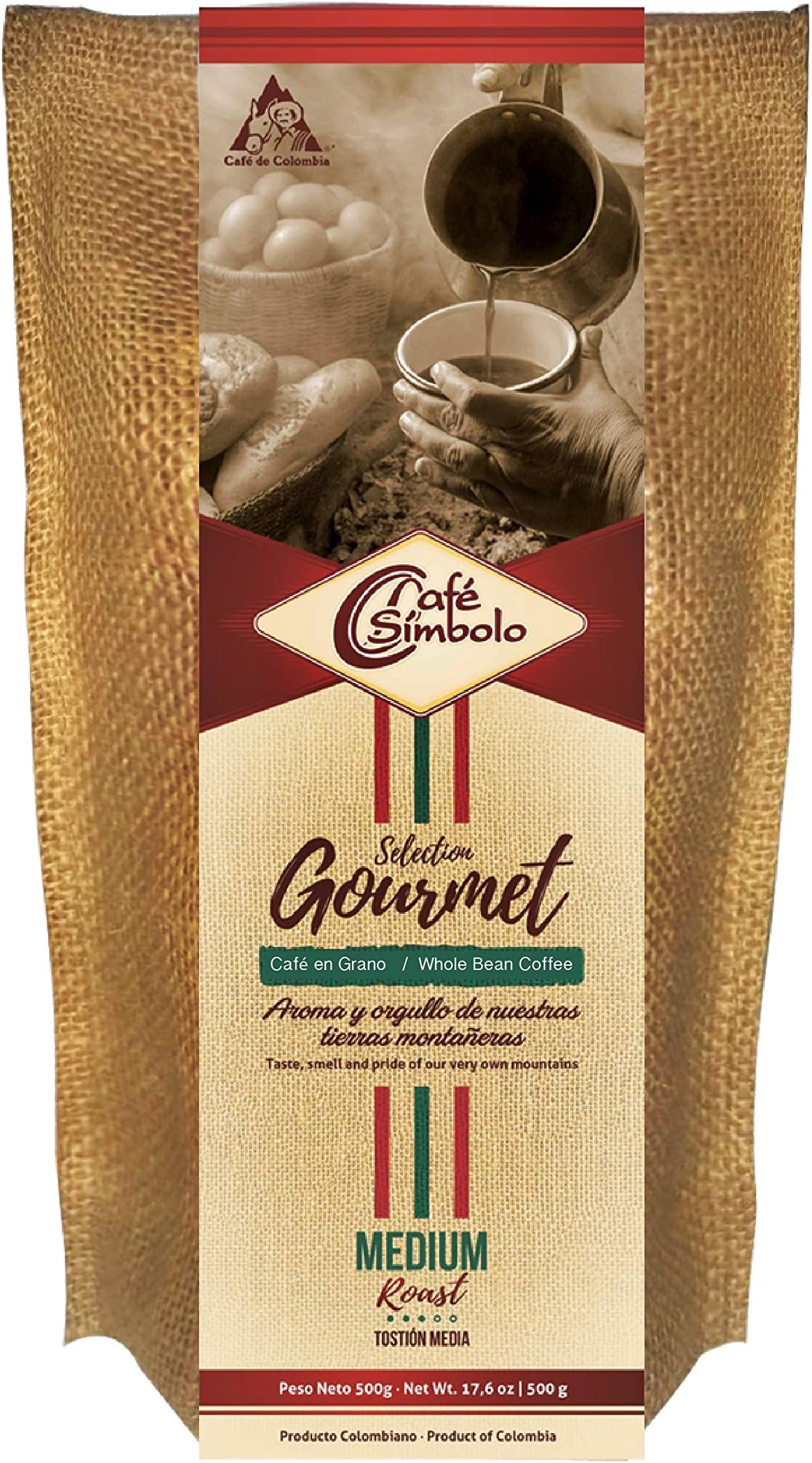 Cafe Simbolo Selection Gourmet 100% Colombian Roast Coffee (Whole Beans, 17.6 Ounces)