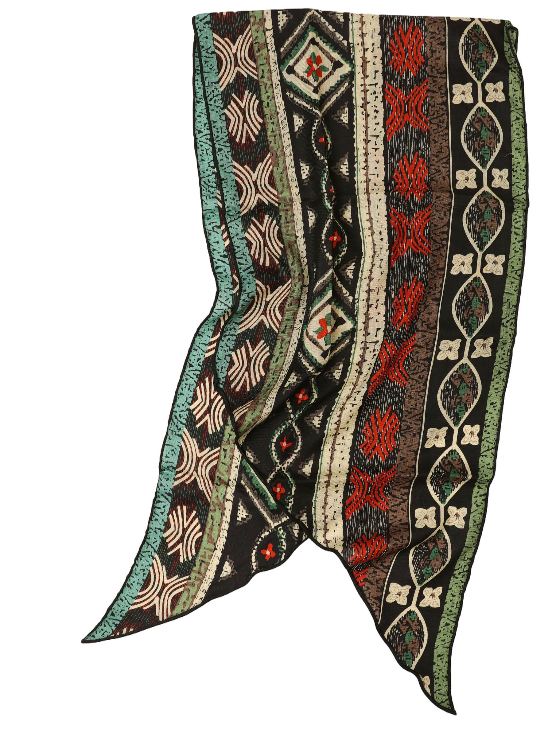 Sciarpa in lana ultraleggera modello a parallelogramma, stampa paisley double-face, bordi arrotolati a mano, soffice come seta