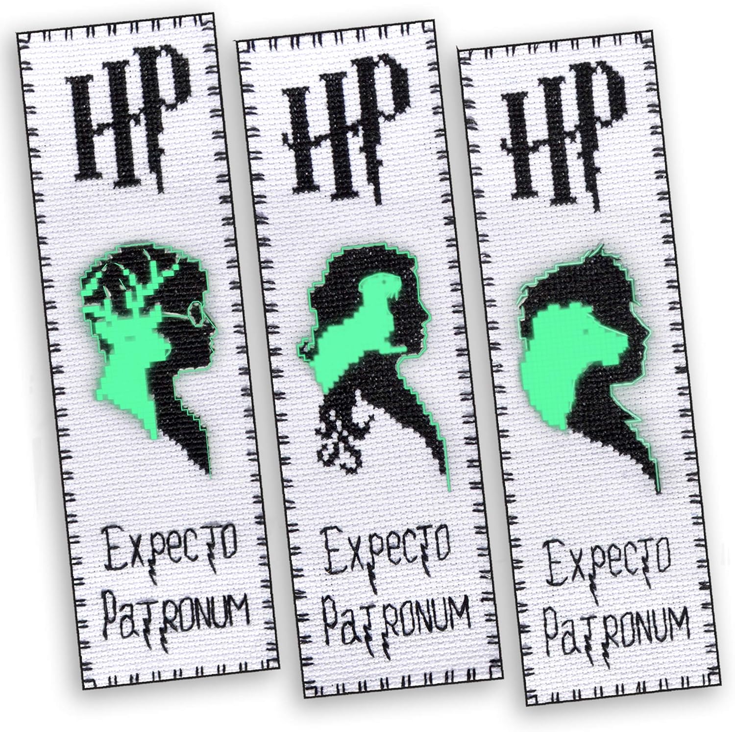 Embroidery Kits 'Patronuses' - Set of 3 DIY Counted Cross Stitch Luminous Bookmarks - Glow-in-The-Dark Gift for Kids and Teens