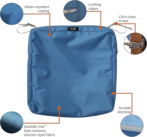 Miniatura 3 de Classic Accessories Ravenna - Funda de cojín resistente al agua para silla de patio, 18 x 18 x 2 pulgadas, color azul imperio, fundas de cojín para