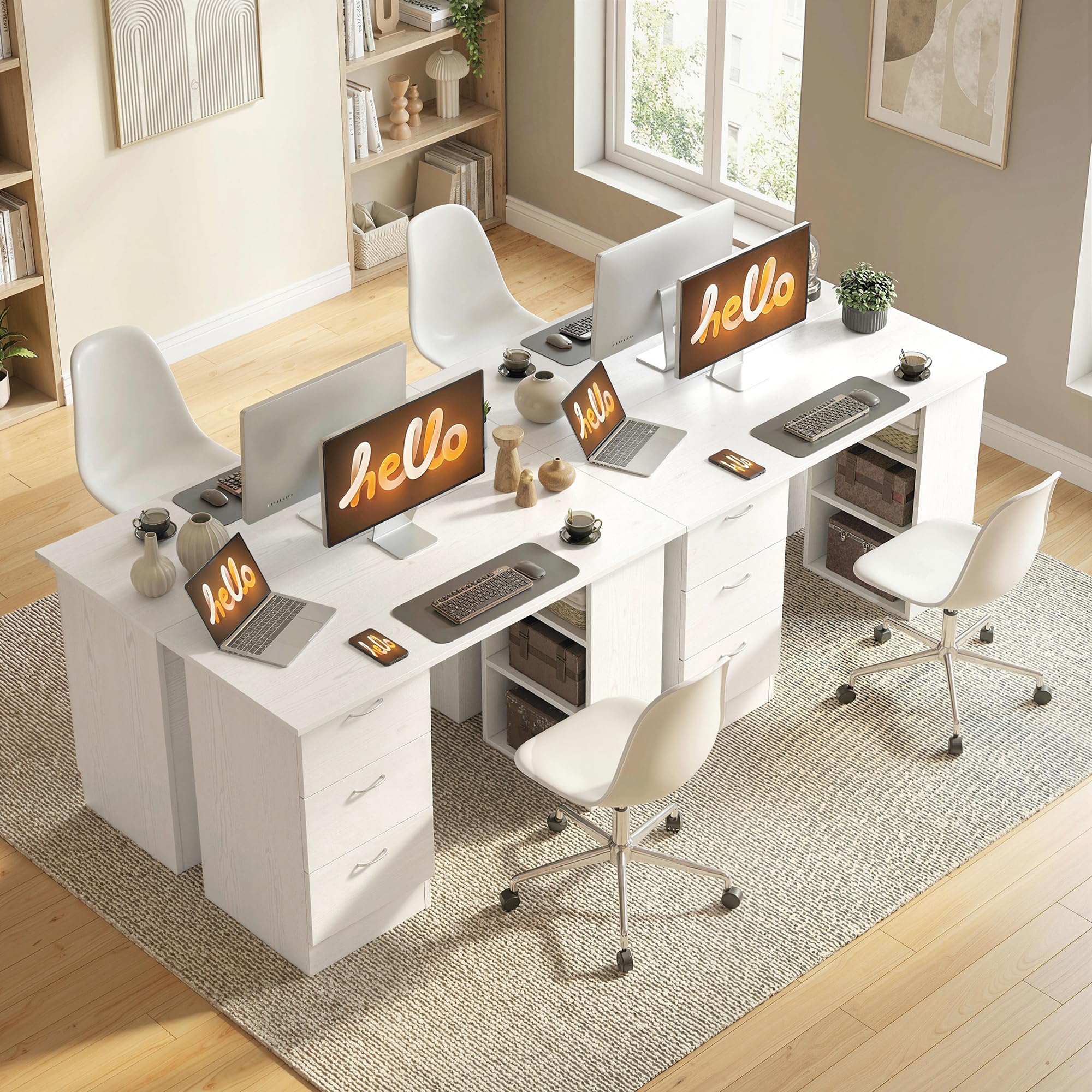 HOMCOM Scrivania Porta PC con 3 Cassetti e 3 Ripiani, Scrivania per Camera e Ufficio in Legno 120x49x72cm Bianco