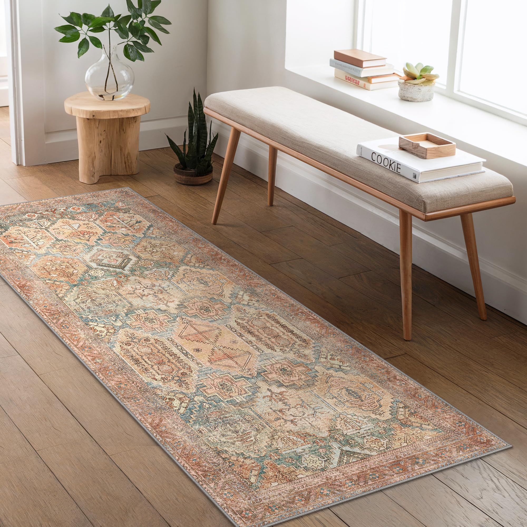 BEIMO Waschbarer Teppich Wohnzimmer Vintage, Boho Teppich Schlafzimmer Groß Orientalisch rutschfest für Badezimmer Esszimmer