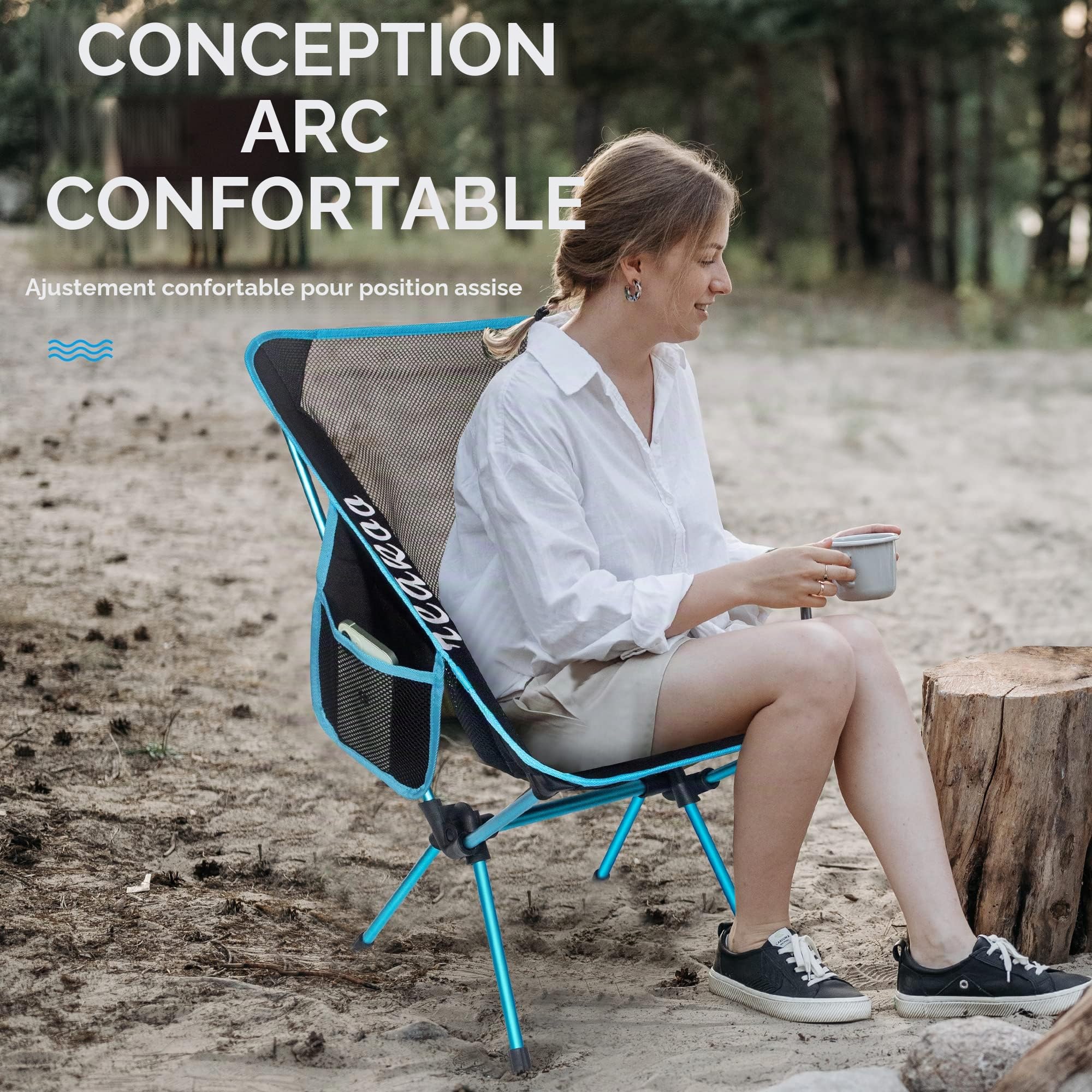 reakoo Chaises de Camping Pliantes Portable Lot de 2, Compacte Ultra Légère et Portable Chaise Pliante Camping, avec Sac de Transport pour l'extérieur, Plage, Pêche, Pique-Nique