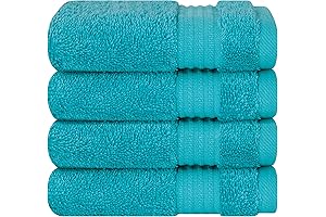 Cotton Paradise Teal Washcloths for Bathroom: 4-Piece Soft Absorbent Delight