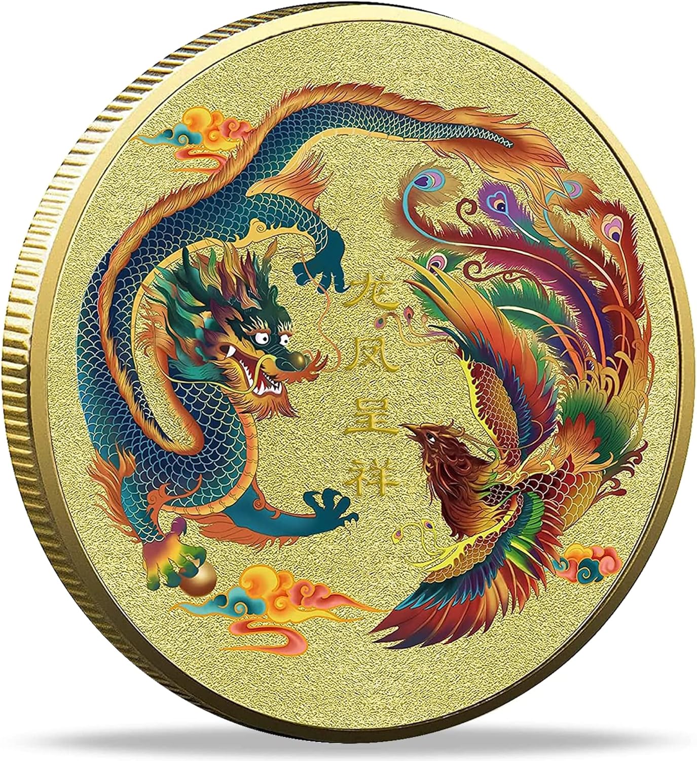 The Chinese Dragon Phoenix Brings Prosperity Lucky Coin Lottery Tickets Scratcher Tool Good Luck Charms Challenge Coin