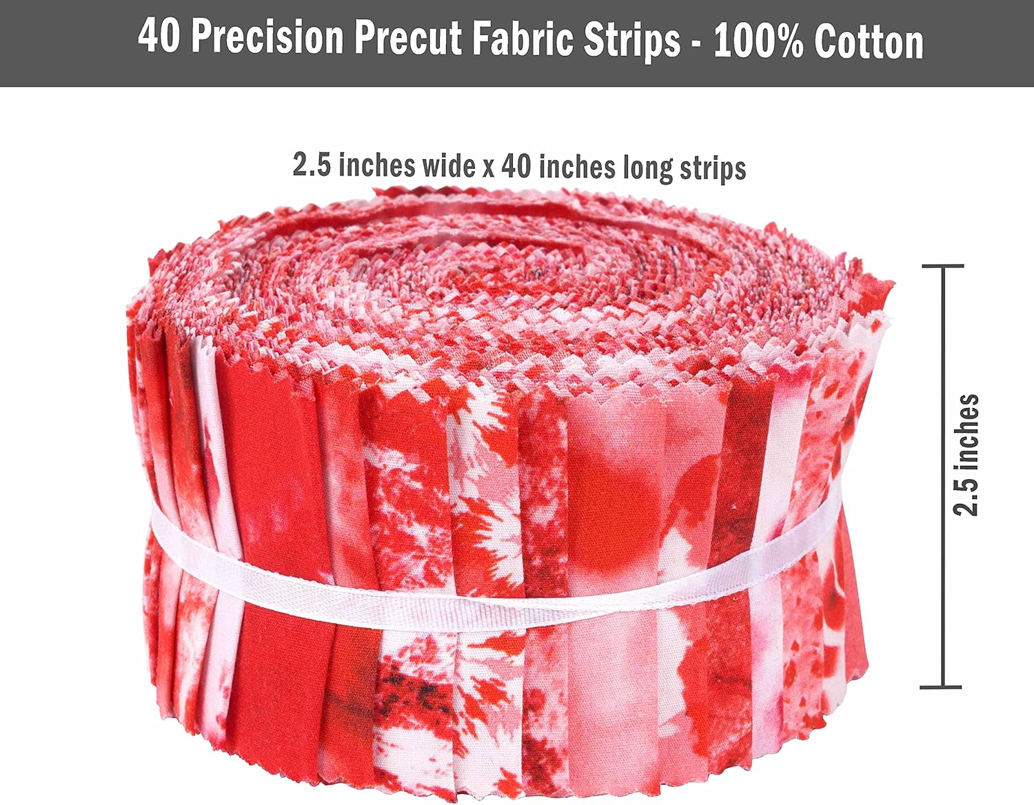Soimoi Jelly Roll 40 Strip Assorted Bundle, Red Fabric Strips for Quilting, Crafting, 100% Cotton Fabric Jelly Roll Bundle for Scrapbooking, Precut Quilt Projects, and DIY Crafts - Tie Dye Print